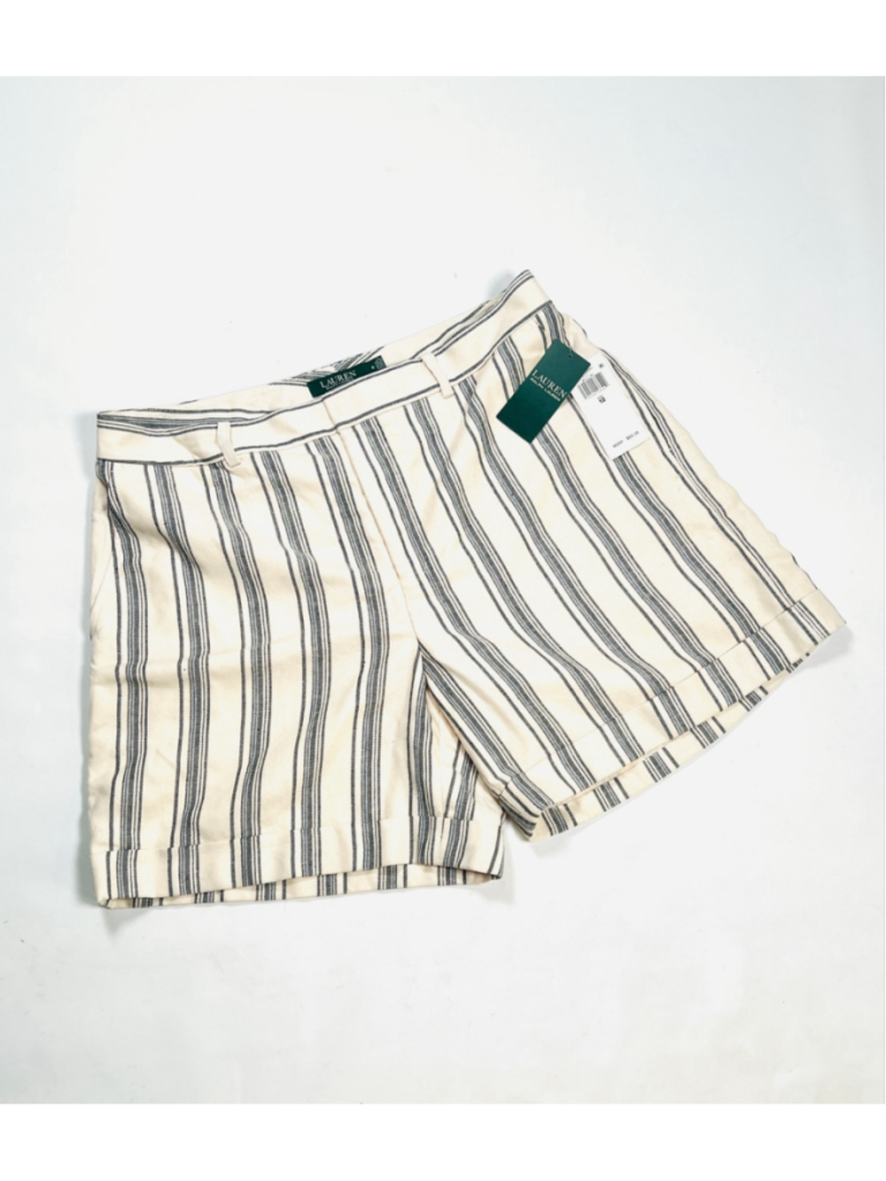 NWT Lauren Ralph Lauren Womans Shorts Striped Shorts 12 Beige Black Grey Blue